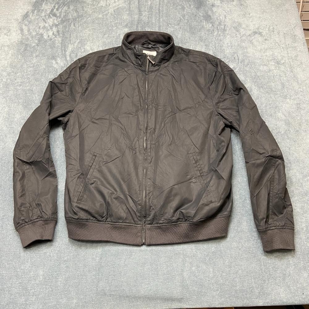 Zara Bomber Jacket Mens XL Black Cotton Mock Neck Outdoor Windbreaker Full Zip